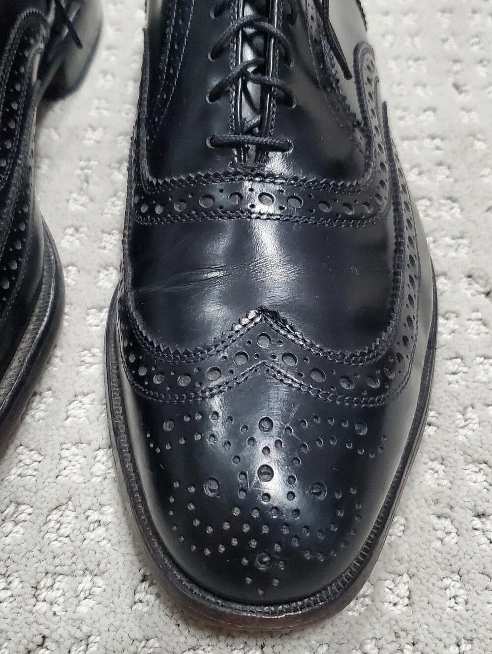 Allen Edmonds McAllister Black Leather Wingtip Oxford Shoes Men Size 8.5 D USA